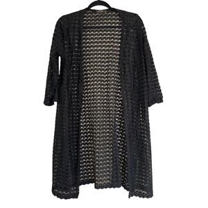 Ana & Rose Black Fan Swimsuit Coverup Cardigan Women’s XL Coastal Whimsygoth Top